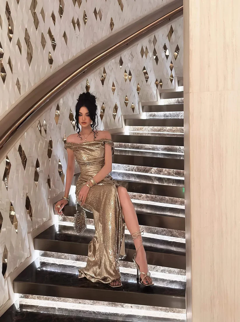 Sparkly Mermaid Off the Shoulder Sleeveless Backless Floor-Length Prom Dress