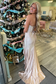 Sparkly Sheath Boat Neck Sleeveless Fully Beaded Ruffles Prom Party Gown High SIde Slit and Train Lace Up Evening Dress