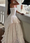 Stunning Ball Gown Strapless Layered White Lace Prom Dress Wedding Dress