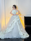 Stunning Ball Strapless White Ruffle Satin Tulle Long Prom Dress Party Dress