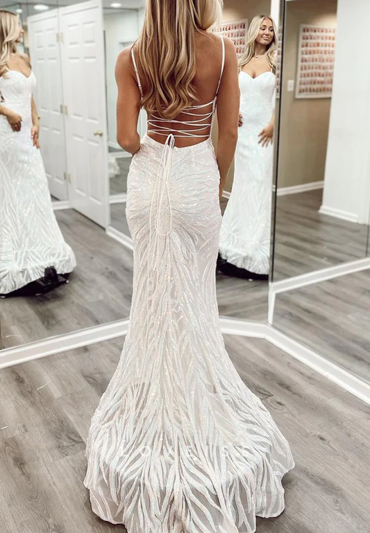 Sweetheart Beaded Embroidery Sparkly Mermaid Prom Dress