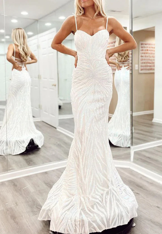 Sweetheart Beaded Embroidery Sparkly Mermaid Prom Dress