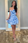 Sweetheart Chiffon Print Homecoming Dresses A Line Ruffles Cocktail Gowns