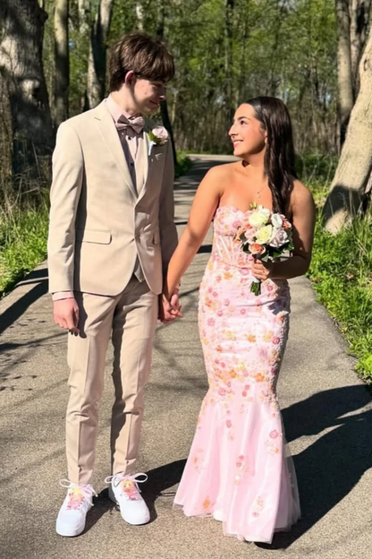 Sweetheart Floral Beaded Mermaid Long Dress