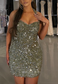 Sweetheart Straps Sequins Sparkly Sheath Party Homecoming Dress