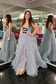 Unique A-Line Polka Dot Ruffle Tiered Long Prom Dresses with Bow