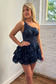 Unqiue A-Line One Shoulder Sequin Lace Short Homecoming Dresses