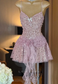 V-Neck Sequins Spaghetti Straps A-Line Party Homecoming Dress