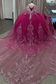 V Neck Spaghetti Straps Sleeveless Beaded Sequins Appliques Burgundy Quinceañera Dress