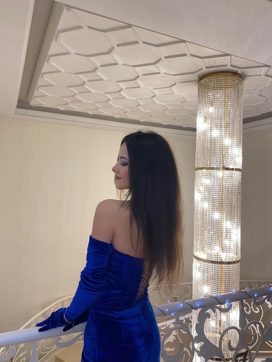 Velvet Mermaid Strapless Gloves Mini Open Back Sexy Homecoming Dress