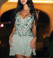Vintage A line Spaghetti Straps Mint Green Chiffon Sequin Beaded Formal Grade Homecoming Dress Cocktail Dress