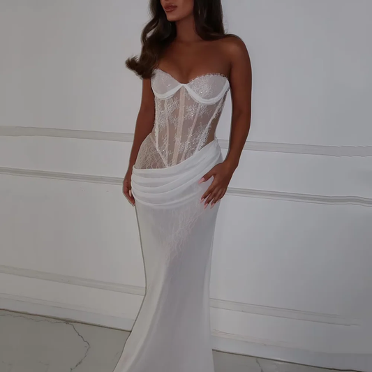 Wedding Dresses Customized Simple A Line Bridal Gowns Strapless Tulle Boho Illusion New Bride Robe vestido de novia