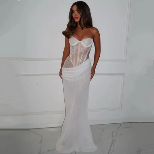 Wedding Dresses Customized Simple A Line Bridal Gowns Strapless Tulle Boho Illusion New Bride Robe vestido de novia