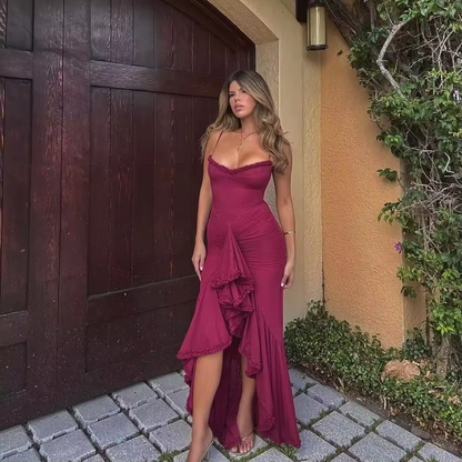 فستان نسائي جديد بتصميم ضيق وحزام رفيع