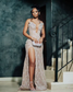 Sparkly V Neck Long Prom Dress For Black Girls Sequined Birthday Party Dresses Beaded Crystal High Slit Evening Gowns Customized