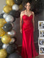 Mermaid Pink Off Shoulder Sheer Corset Rhinestone Long Prom Dress with Slit
