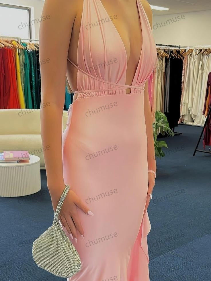 Plunge Mermaid Long Formal Dress