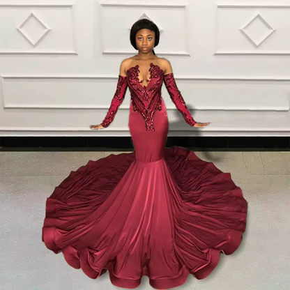 Black Girls Sparkly Sequin Mermaid Prom Dress 2025 Sheer Mesh Graduation Party Evening Gown for Women Customized Long Formal