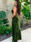 Lace Up Green Velvet Strap Maxi Dress For Women Side Slit Backless Bodycon Sexy Prom Dress Outfit Elegant Birthday Party