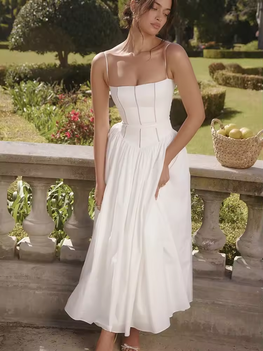 Summer Elegant Dresses for Women New Arrivals Hollow Out Flare Birthday Party Dresses Midi Print Female Clothing