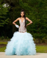 Vestido de baile sereia africana azul menta para mulheres, luxuoso, com contas de cristal, preto, para meninas, vestido de aniversário, vestidos de gala, baile, tamanho personalizado