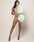 Mint Green Sparkly Short Prom Homocoming Dresses for Black Girl Diamond Crystal Feather Mini Cocktail Birthday Gown customsized