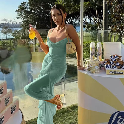 فستان نسائي جديد بتصميم ضيق وحزام رفيع