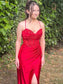 Mermaid Pink Off Shoulder Sheer Corset Rhinestone Long Prom Dress with Slit