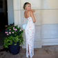 Summer Elegant Maxi Dress New in Wedding Guest Dress Women White Lace Up Long Dresses Sexy
