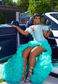 Customized Treasure Green Elegant Evening Gowns High Slit Diamonds Crystal Sequins Birthday Party Dresses Ruffled Mermaid Gowns