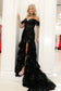 Sheath Off the Shoulder Long Lace Prom Dress (Lace-up Back)