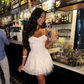 Elegant Lace Mini Dress for Summer 2025 White Lace Up Dress Hollow Out A Line Sexy Bodycon Party Dresses