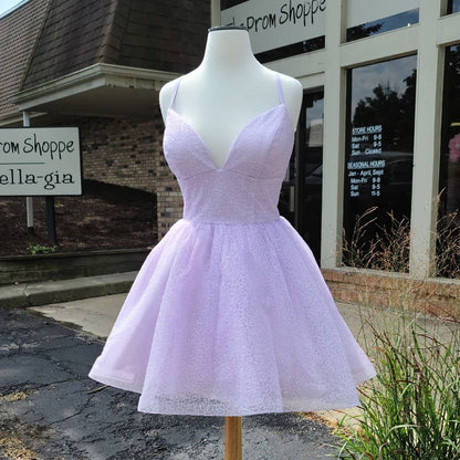 Lavender A-line Short Homecoming Dress