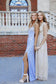 Glitter Mermaid V Neck Cross Back Blue Sequin Prom Dresses with Slit,Cross Back Tight Evening Party Gown