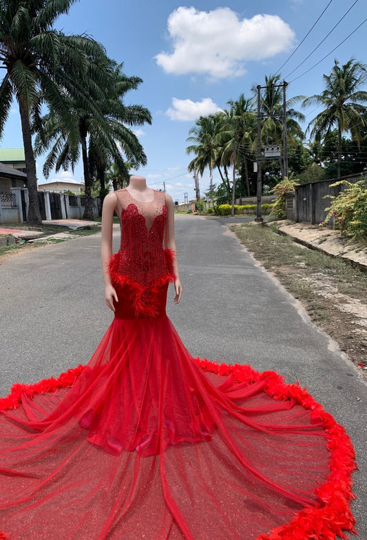 Long prom dress, sequins dress, mermaid dress, feathers prom dress
