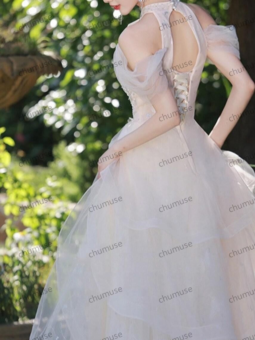 Halter Neck White Prom Dress, Strapless Prom Dress, Cocktail Party Dress, Evening Party Dress, Party Gown, Long Ball Gown, Birthday Dress