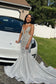 Silver Long Mermaid Sequined Beading Sleeveless Prom Dresses