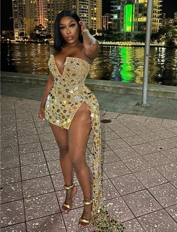 Vestidos de noche para fiesta con cuentas doradas brillantes, vestidos de gala cortos, vestidos de graduación negros, vestidos de cóctel para cumpleaños de niñas