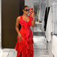 Robe de bal longue rouge chic