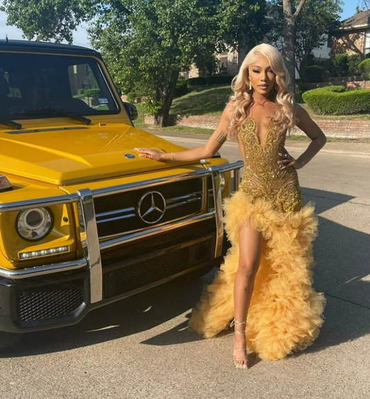 Vestido de baile sereia sexy com diamantes dourados brilhantes, glitter transparente, strass, miçangas, babados, vestido de festa, vestidos formais