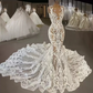 Vestidos de novia de sirena con encaje Iovry sexy, cuello joya transparente y apliques, vestidos de novia de fiesta campestre 