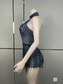 Costume Birthday Party Outfit DressRhinestones Pearls Transparent Dress Dance Show Women New Sexy Fashion Gold