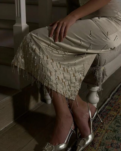 Prom Dresses Formal Halter A-Line Beading Satin Occasion Evening