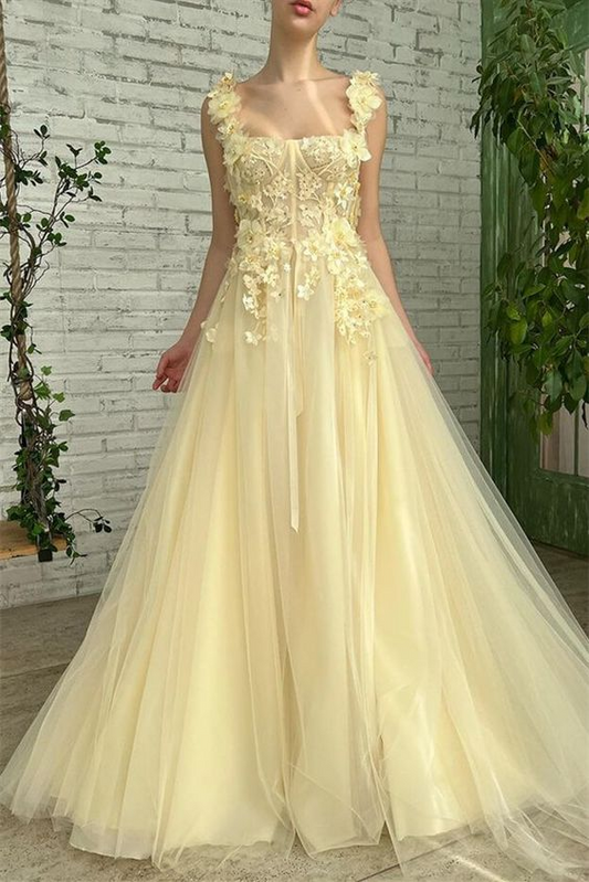 Vestido de noche sin mangas con flores, corte A, vestido formal