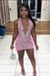 Robe de bal courte rouge sexy en plumes transparentes et diamants, robe de fête d'anniversaire noire pour filles, mini robe de cocktail africaine, retour à la maison