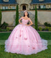 Vestido de baile princesa lilás, vestidos de quinceanera com ombros à mostra e apliques de borboleta