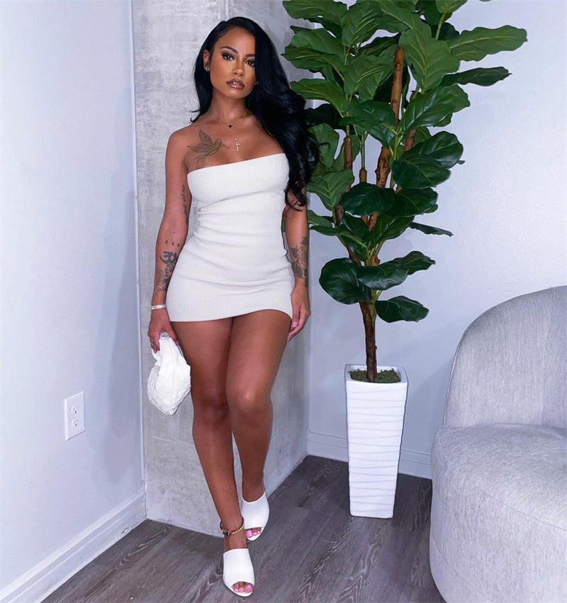 Elegant Strapless Backless Party Club Short Women Off Shoulder Bodycon Mini Dress