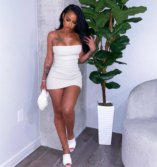 Elegant Strapless Backless Party Club Short Women Off Shoulder Bodycon Mini Dress